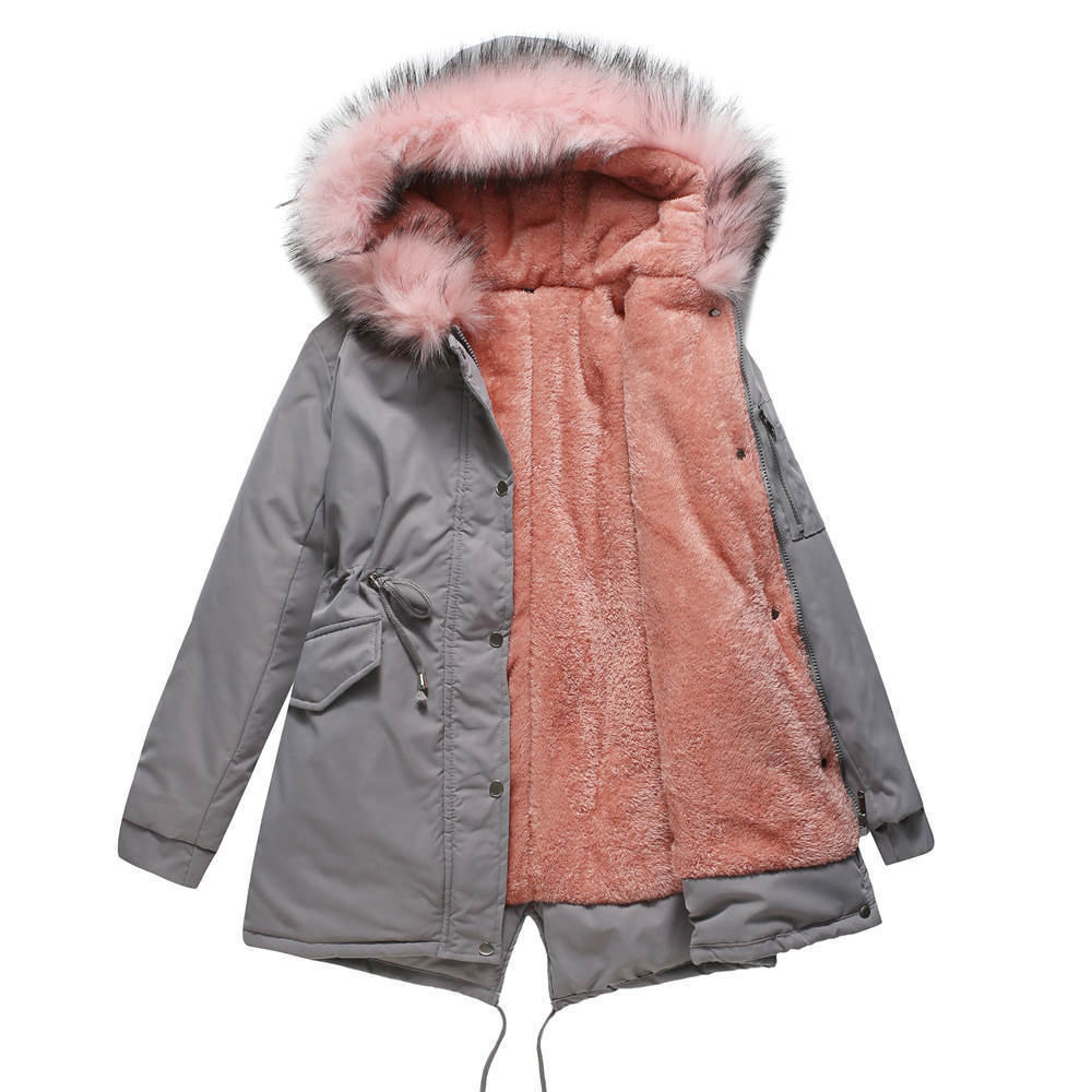 Women's Cotton - padded Coat Mid - length Hooded - PratSN