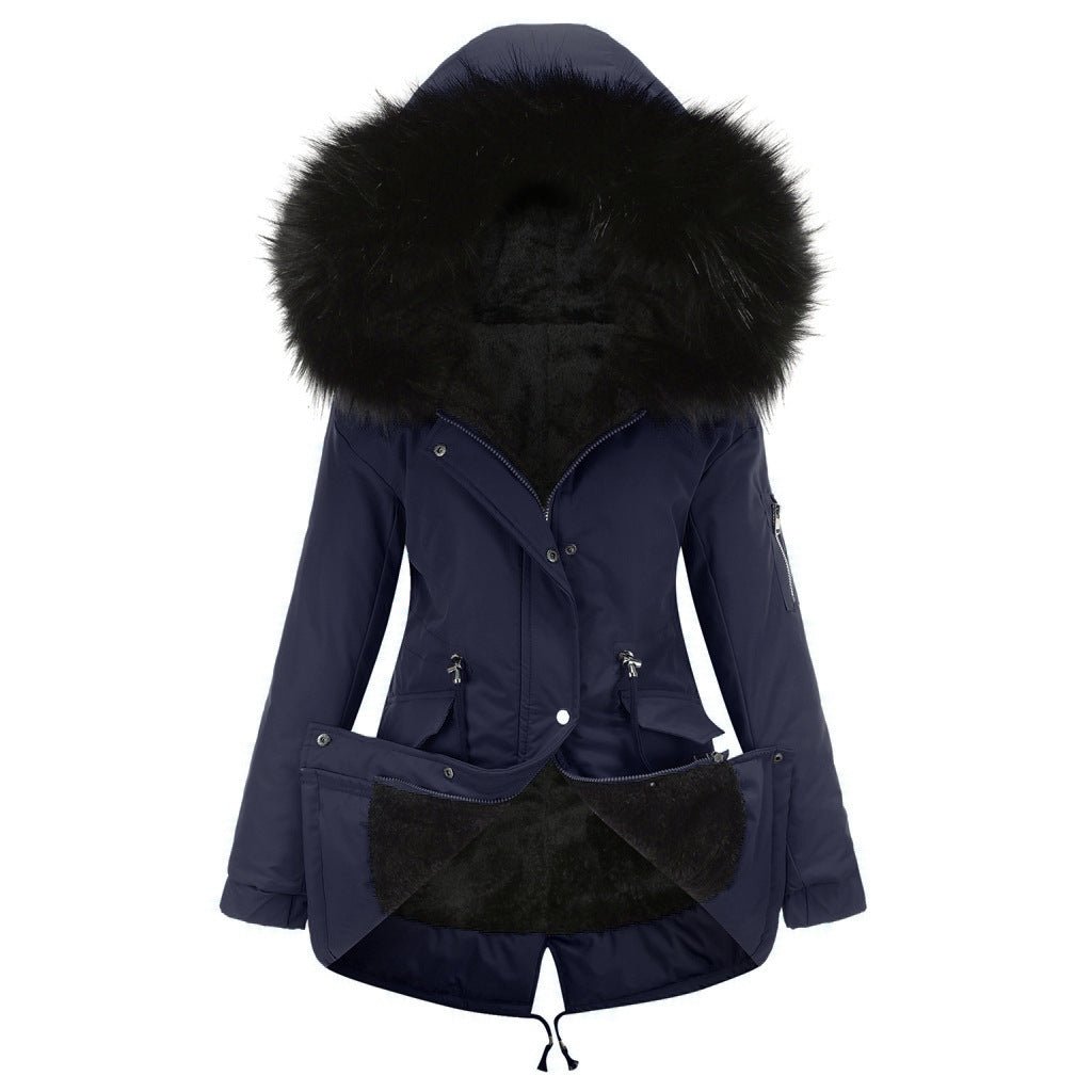 Women's Cotton - padded Coat Mid - length Hooded - PratSN