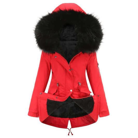 Women's Cotton - padded Coat Mid - length Hooded - PratSN