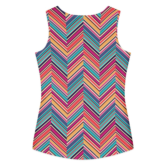 Women's cotton tank top, striped Printed Tank Top, Women's Casual Tank Top - PratSN