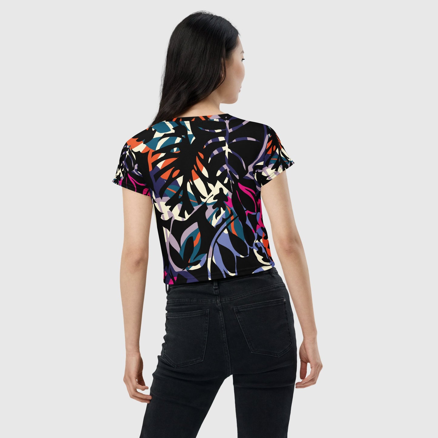 Women's crop tee, Multicolor crop tee, Cut & sew sublimation tee, Trendy crop tee for summer and spring - PratSN