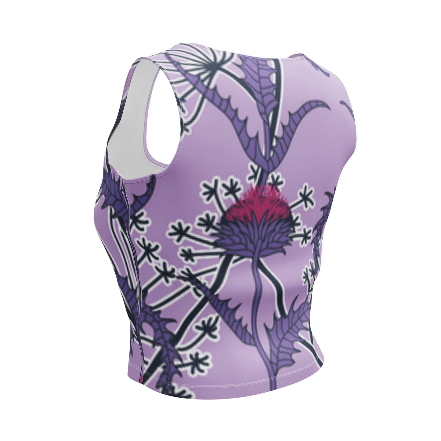 Women's Crop Top, Deep Cerise Crop Top, Body Hugging Fit, Handmade Top, Floral crop top, top for summer and spring - PratSN