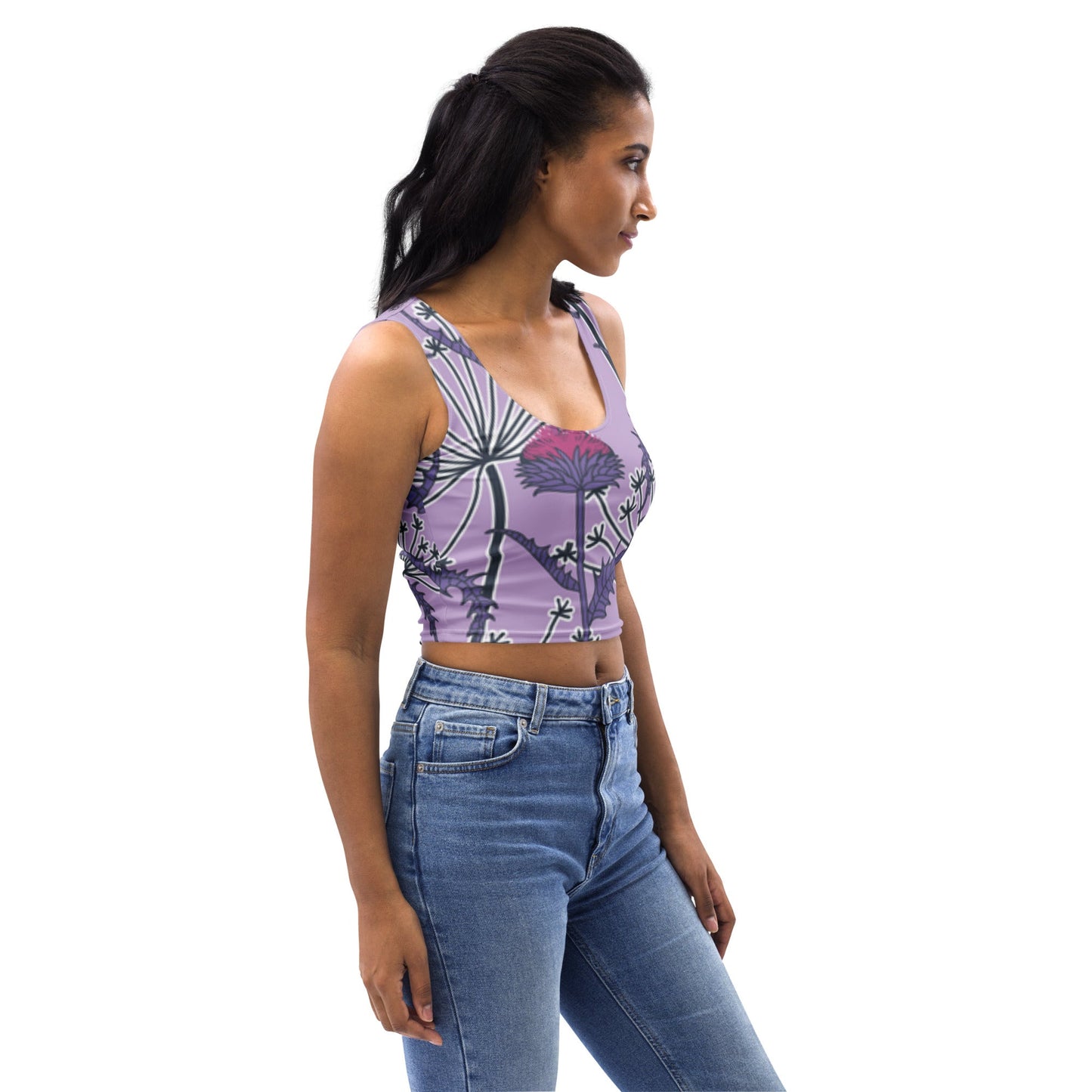 Women's Crop Top, Deep Cerise Crop Top, Body Hugging Fit, Handmade Top, Floral crop top, top for summer and spring - PratSN