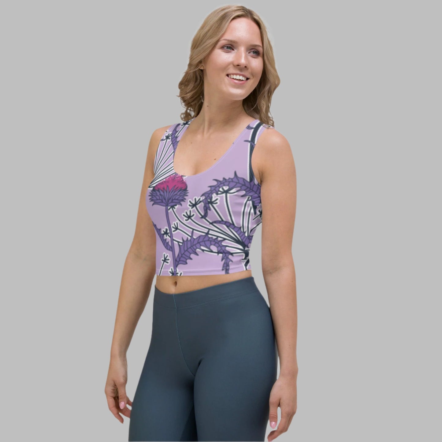 Women's Crop Top, Deep Cerise Crop Top, Body Hugging Fit, Handmade Top, Floral crop top, top for summer and spring - PratSN