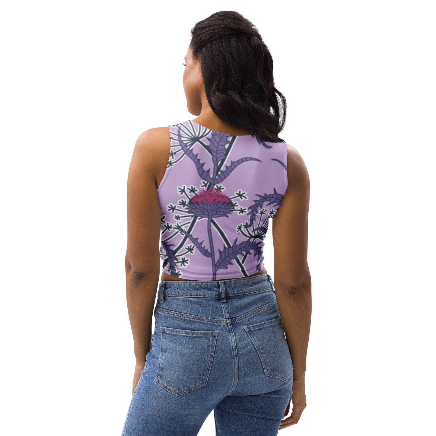Women's Crop Top, Deep Cerise Crop Top, Body Hugging Fit, Handmade Top, Floral crop top, top for summer and spring - PratSN