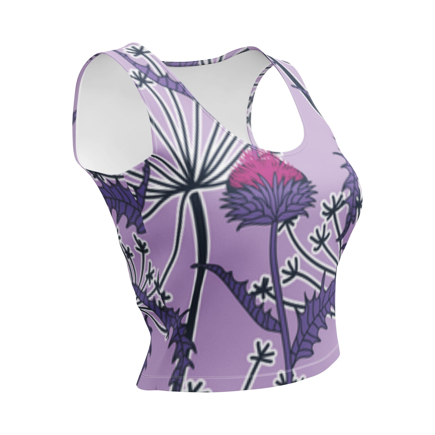 Women's Crop Top, Deep Cerise Crop Top, Body Hugging Fit, Handmade Top, Floral crop top, top for summer and spring - PratSN
