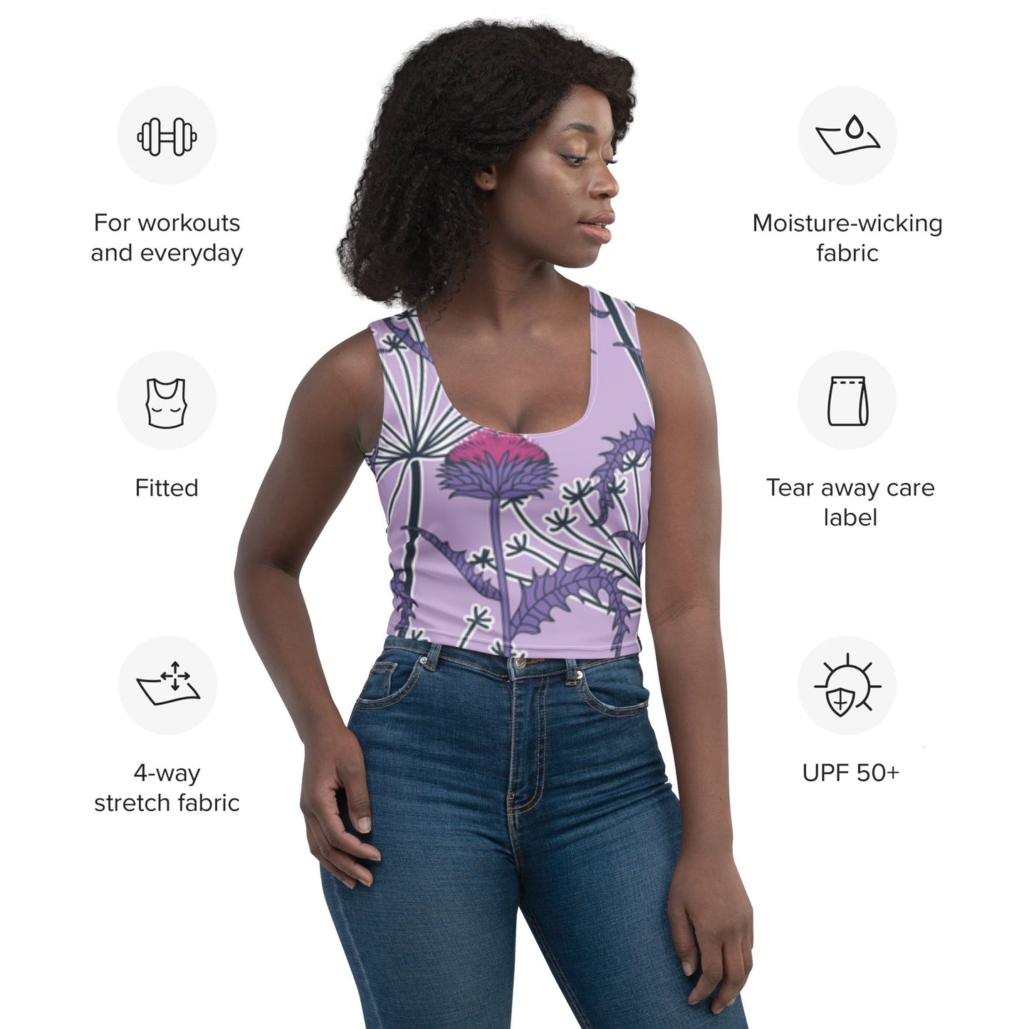 Women's Crop Top, Deep Cerise Crop Top, Body Hugging Fit, Handmade Top, Floral crop top, top for summer and spring - PratSN