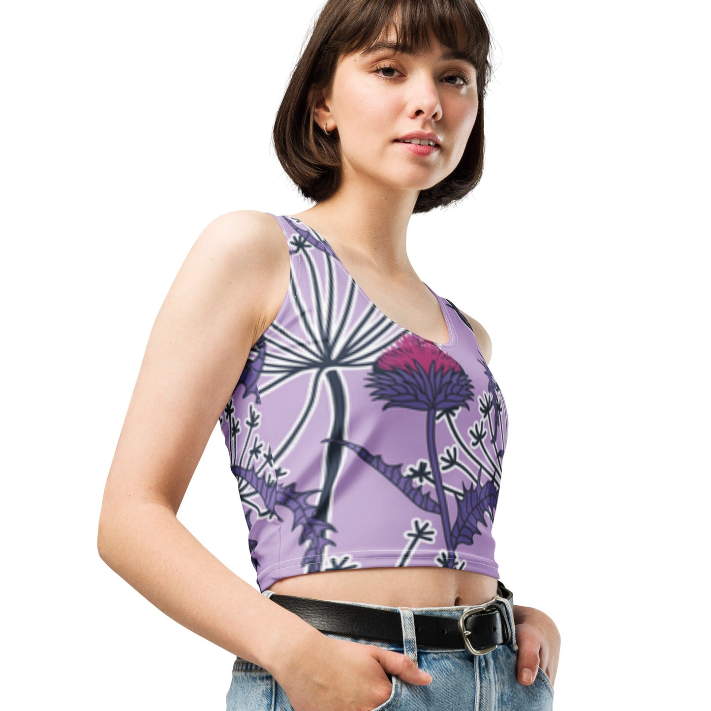 Women's Crop Top, Deep Cerise Crop Top, Body Hugging Fit, Handmade Top, Floral crop top, top for summer and spring - PratSN