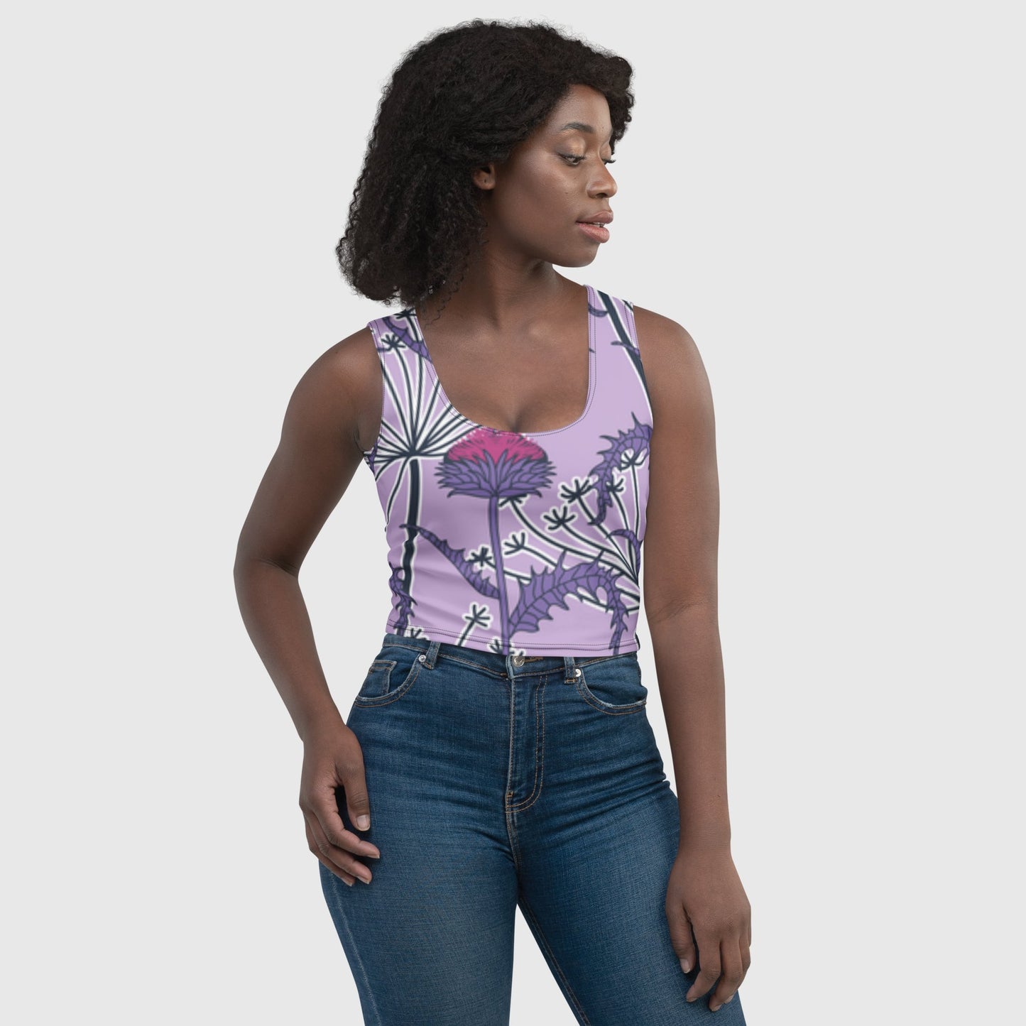 Women's Crop Top, Deep Cerise Crop Top, Body Hugging Fit, Handmade Top, Floral crop top, top for summer and spring - PratSN