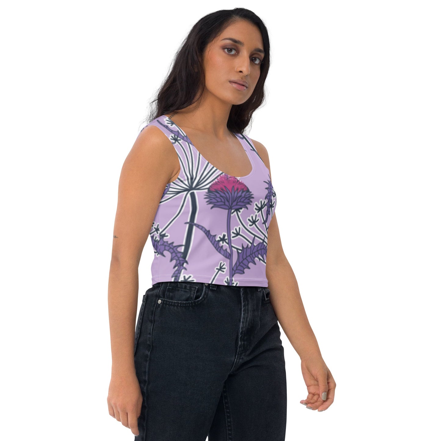 Women's Crop Top, Deep Cerise Crop Top, Body Hugging Fit, Handmade Top, Floral crop top, top for summer and spring - PratSN