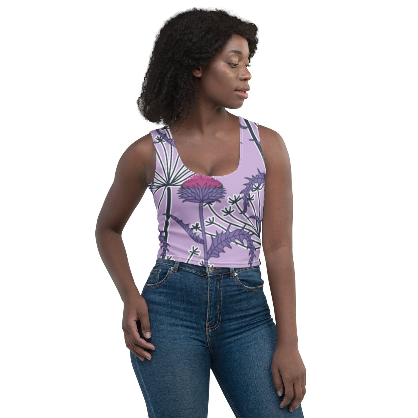 Women's Crop Top, Deep Cerise Crop Top, Body Hugging Fit, Handmade Top, Floral crop top, top for summer and spring - PratSN