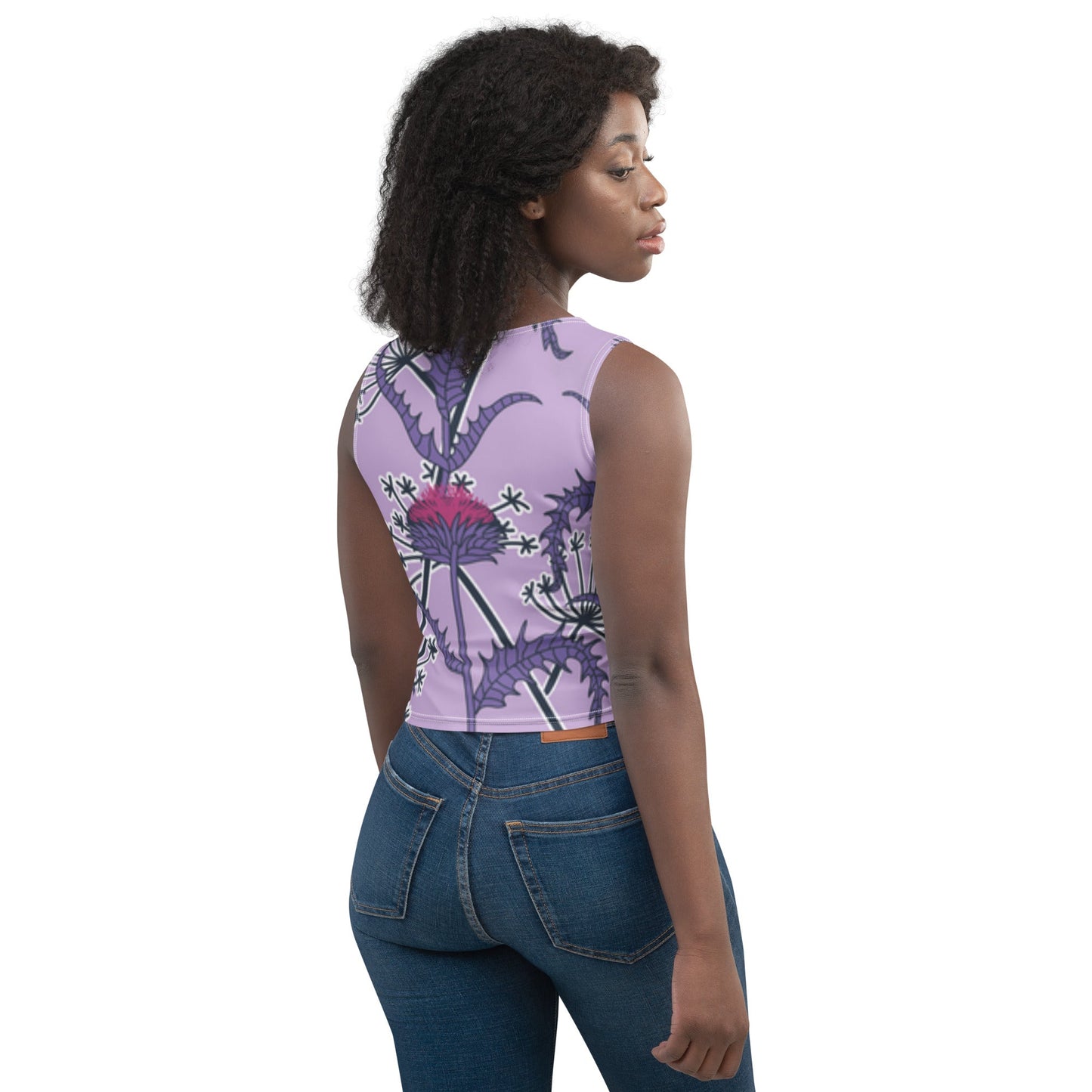 Women's Crop Top, Deep Cerise Crop Top, Body Hugging Fit, Handmade Top, Floral crop top, top for summer and spring - PratSN