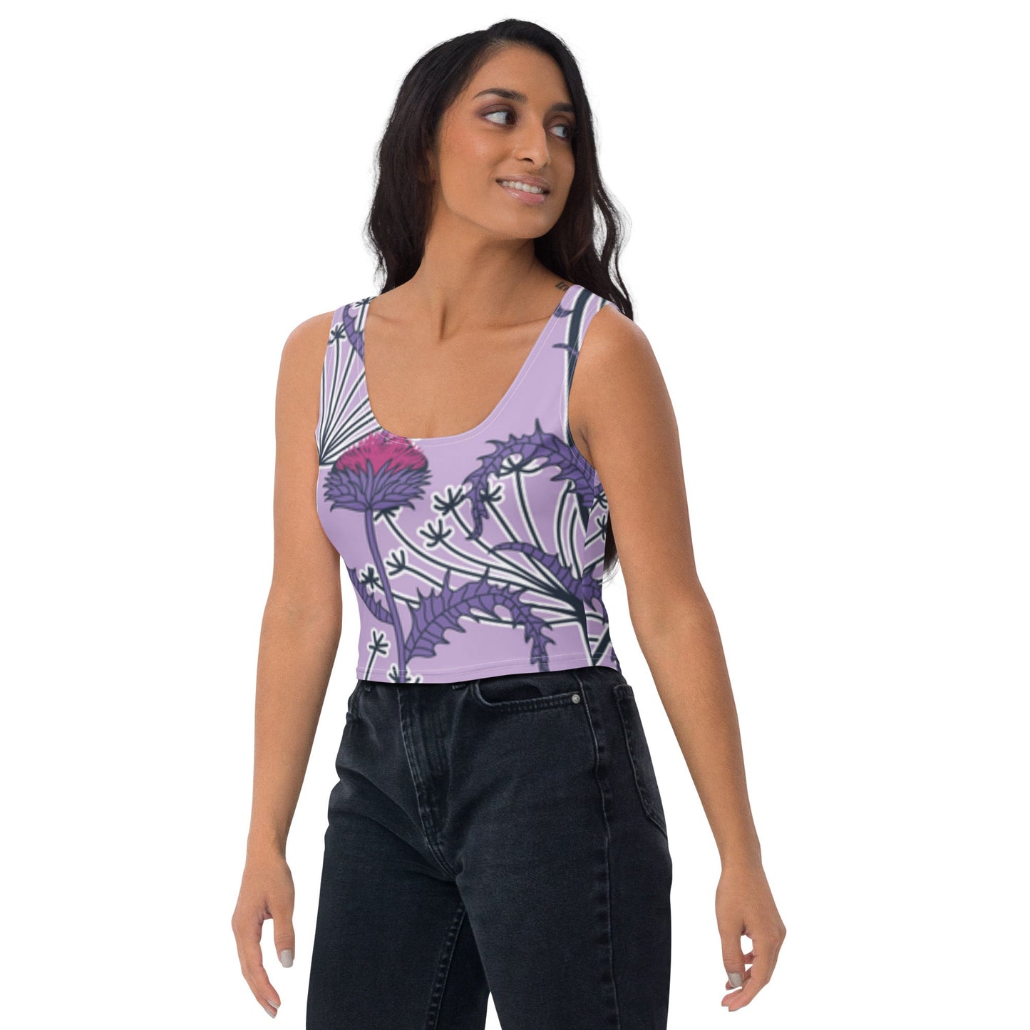 Women's Crop Top, Deep Cerise Crop Top, Body Hugging Fit, Handmade Top, Floral crop top, top for summer and spring - PratSN