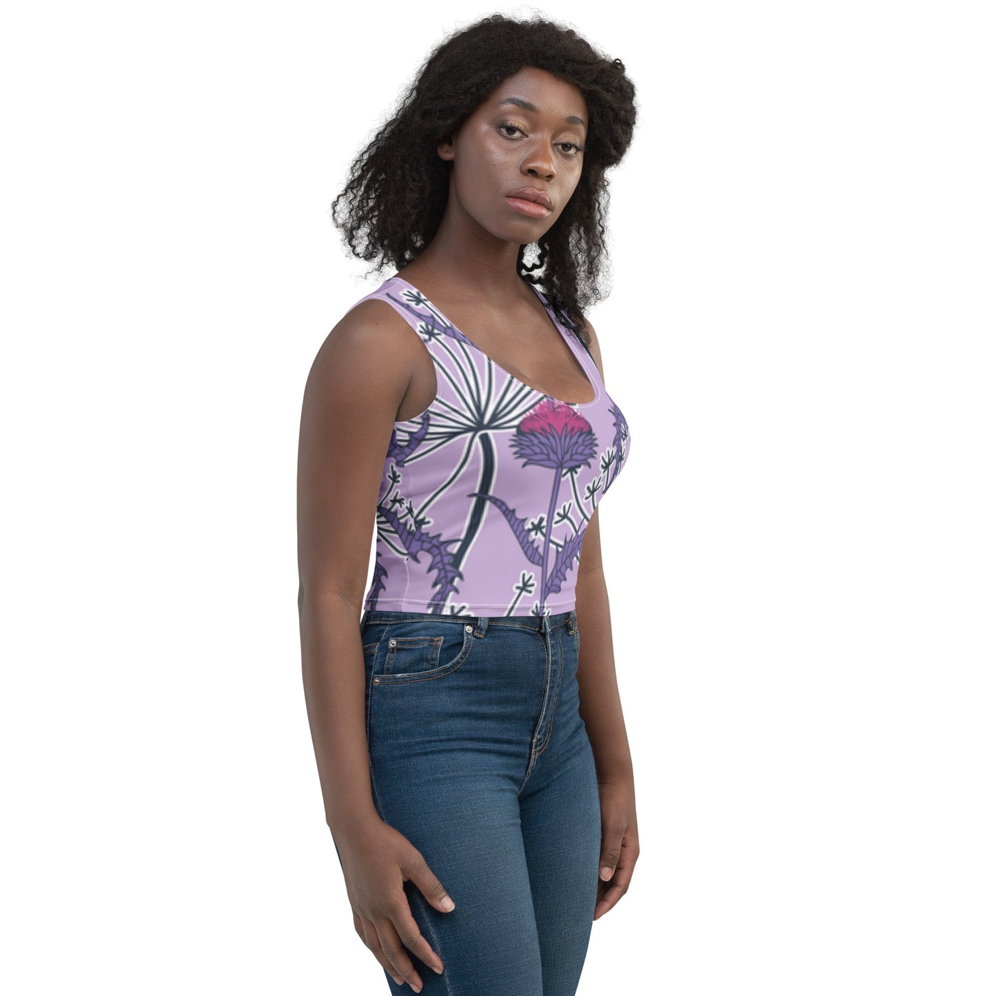 Women's Crop Top, Deep Cerise Crop Top, Body Hugging Fit, Handmade Top, Floral crop top, top for summer and spring - PratSN