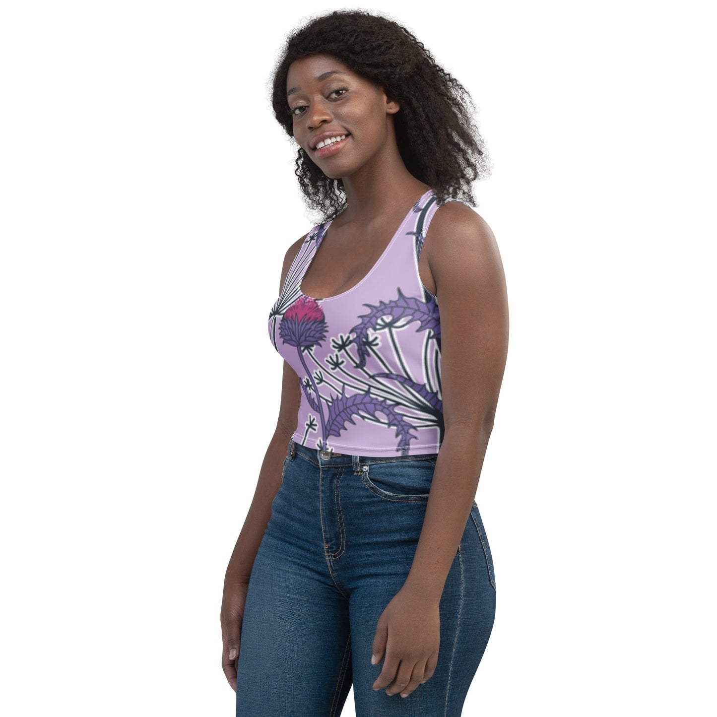 Women's Crop Top, Deep Cerise Crop Top, Body Hugging Fit, Handmade Top, Floral crop top, top for summer and spring - PratSN