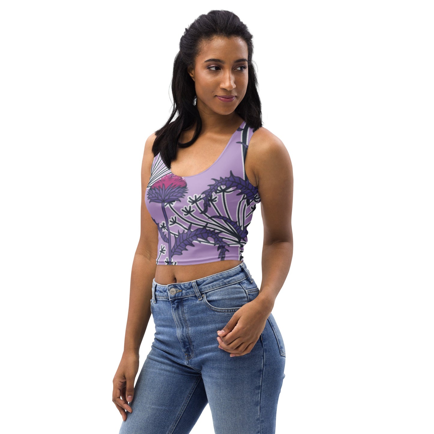 Women's Crop Top, Deep Cerise Crop Top, Body Hugging Fit, Handmade Top, Floral crop top, top for summer and spring - PratSN