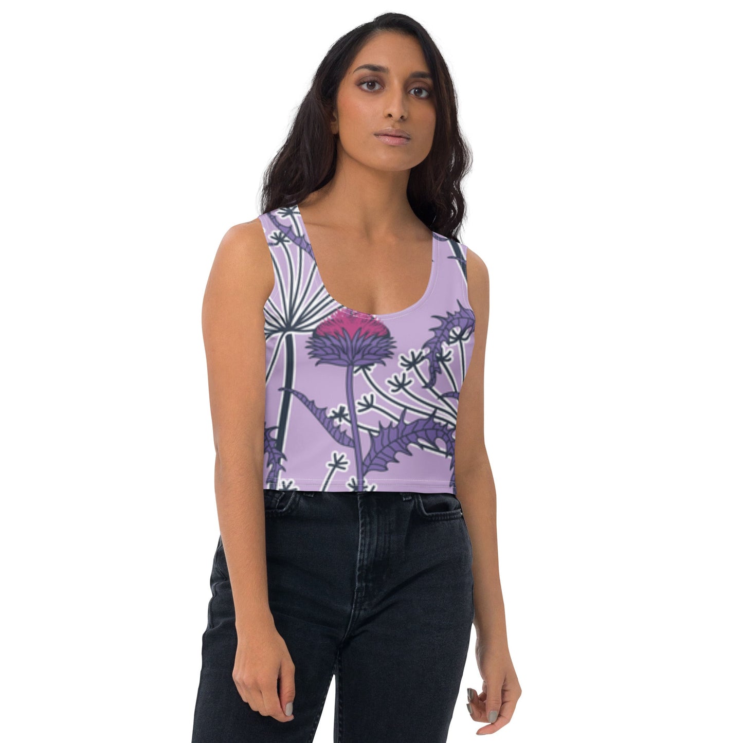 Women's Crop Top, Deep Cerise Crop Top, Body Hugging Fit, Handmade Top, Floral crop top, top for summer and spring - PratSN