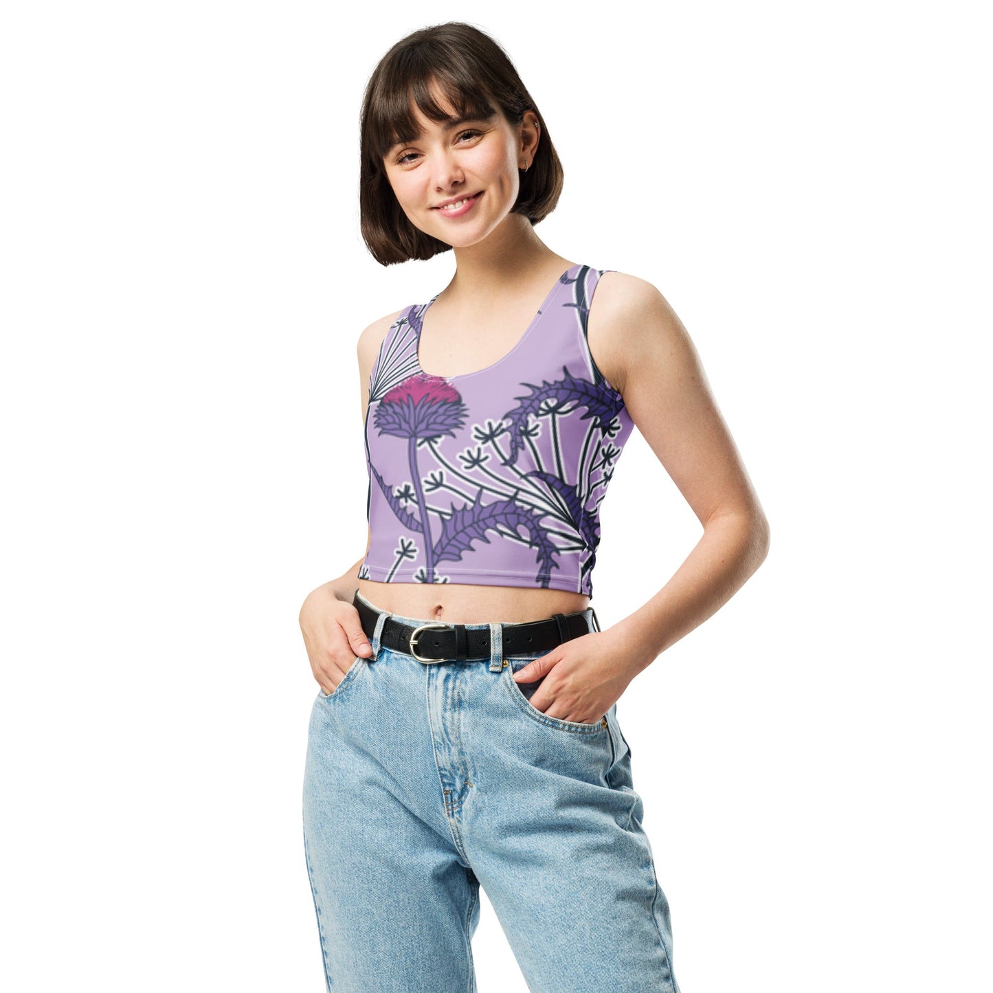 Women's Crop Top, Deep Cerise Crop Top, Body Hugging Fit, Handmade Top, Floral crop top, top for summer and spring - PratSN