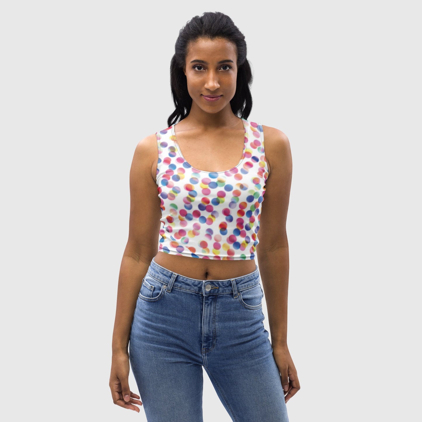 Women's Crop Top, Multicolor polka dot Crop Top, Body Hugging Fit, Handmade Top, Casual Crop Top, - PratSN