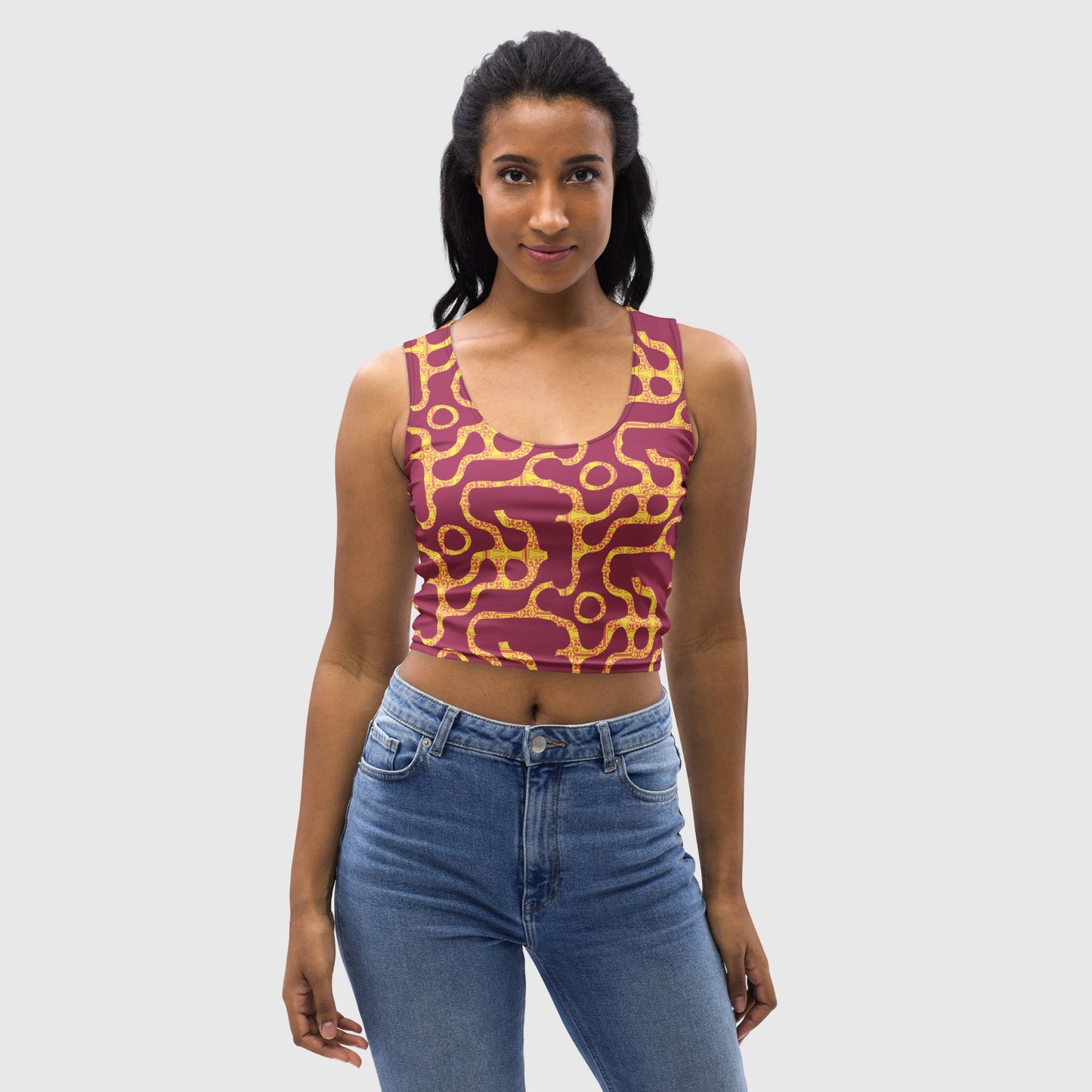 Women's Crop Top, Paris Daisy and lipstick Crop Top, Body Hugging Fit, Handmade Top, Casual Crop Top, Summer and spring top - PratSN