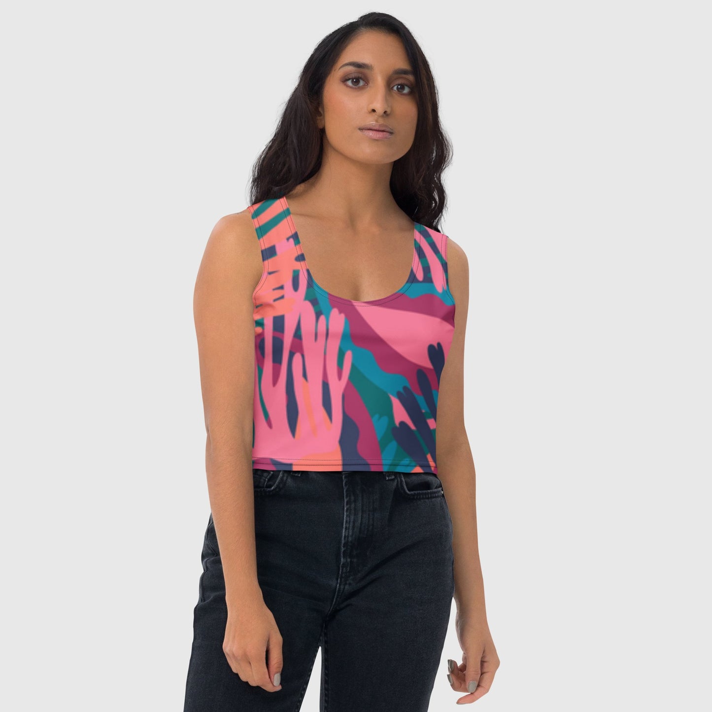 Women's crop top, Spring flowers crop top, Body - hugging fit crop top, Crop top for a party, Summer dress - PratSN