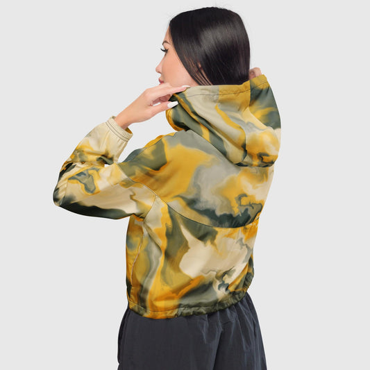 Women’s cropped windbreaker, Gradient Windbreaker, Multicolor windbreaker, Mosaic pattern windbreaker, Street dress - PratSN