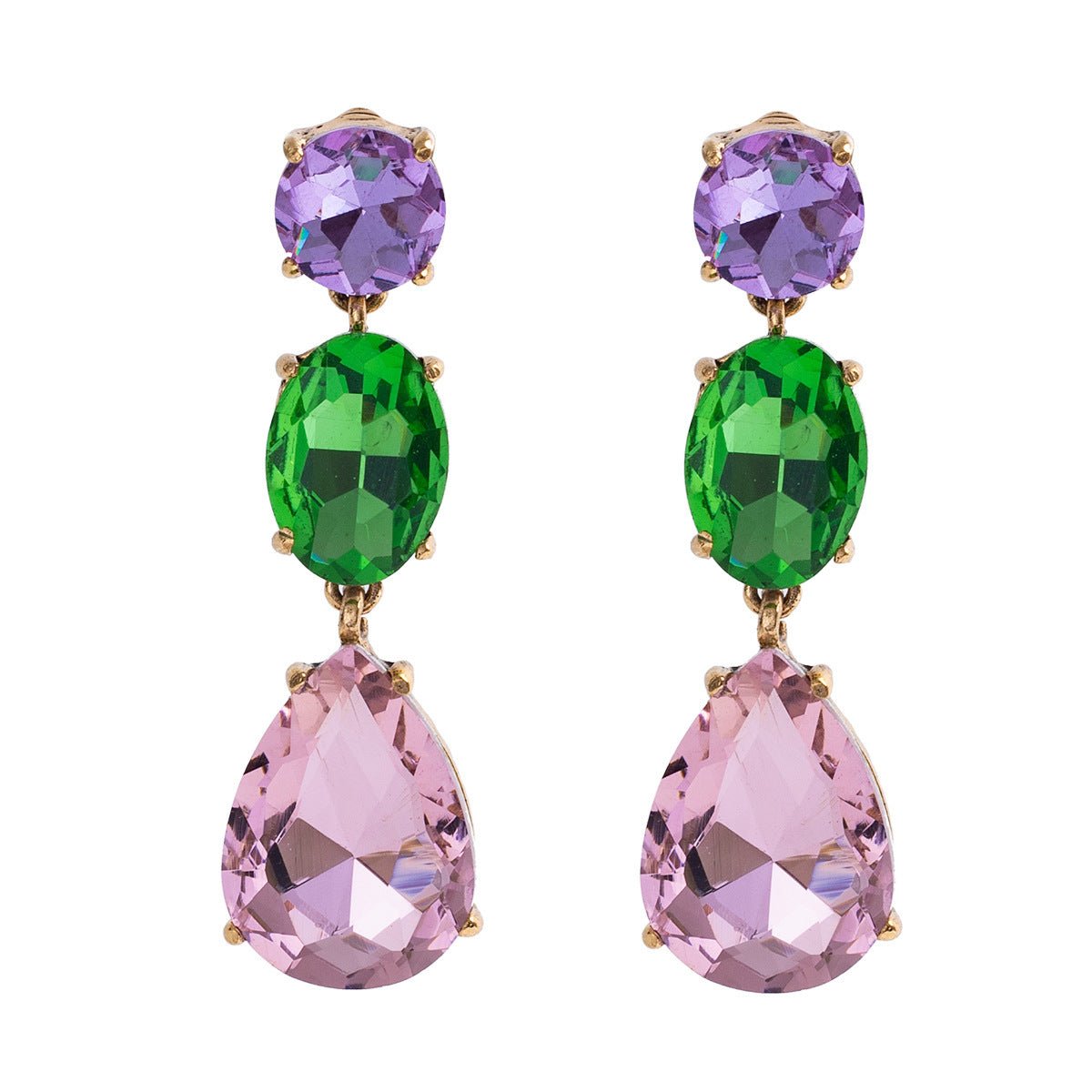 Women's Diamond Earrings, Crystal 4 Color Earrings - PratSN