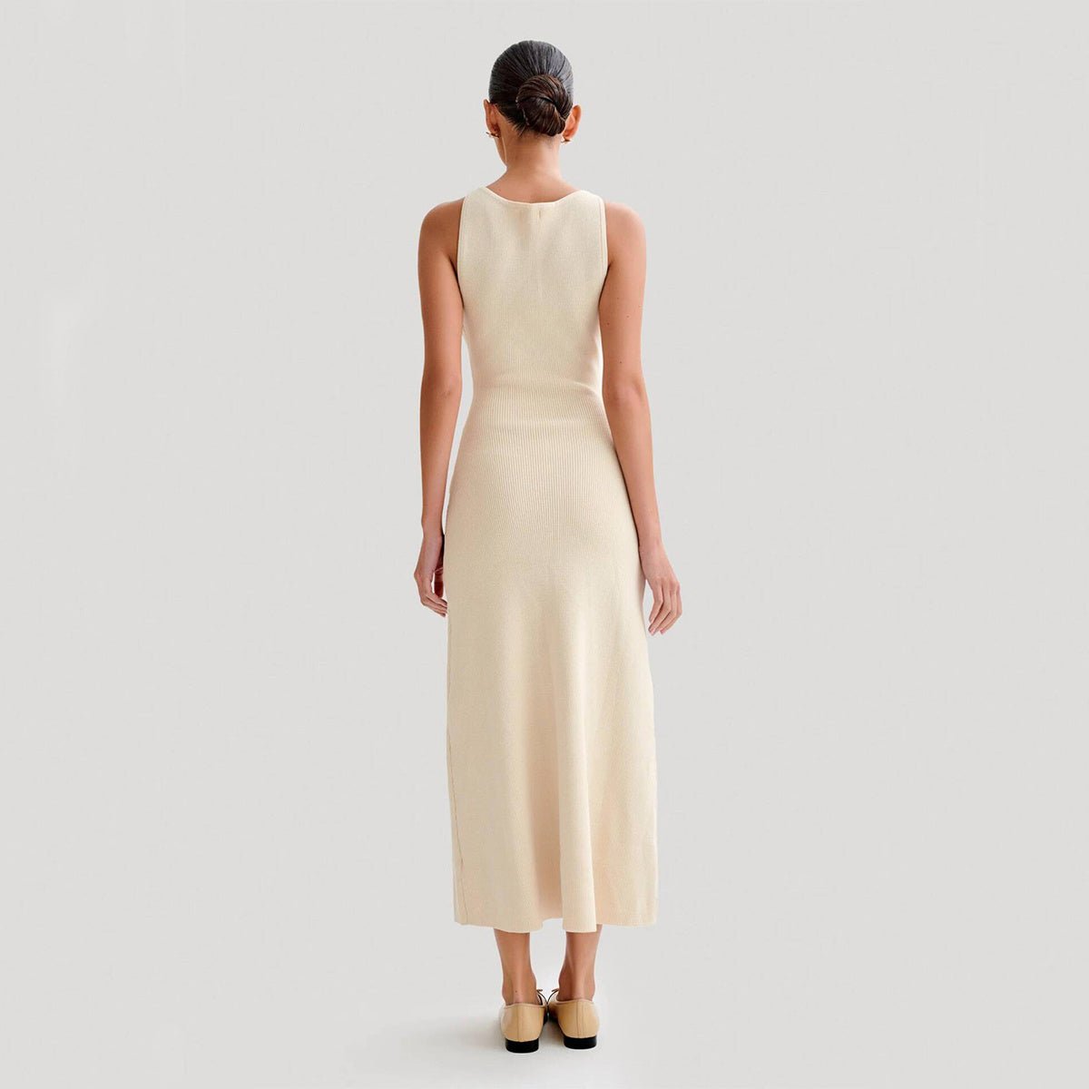 Women's Elegant Knitted Sleeveless Dress Slim Round Neck Long Dresses - PratSN