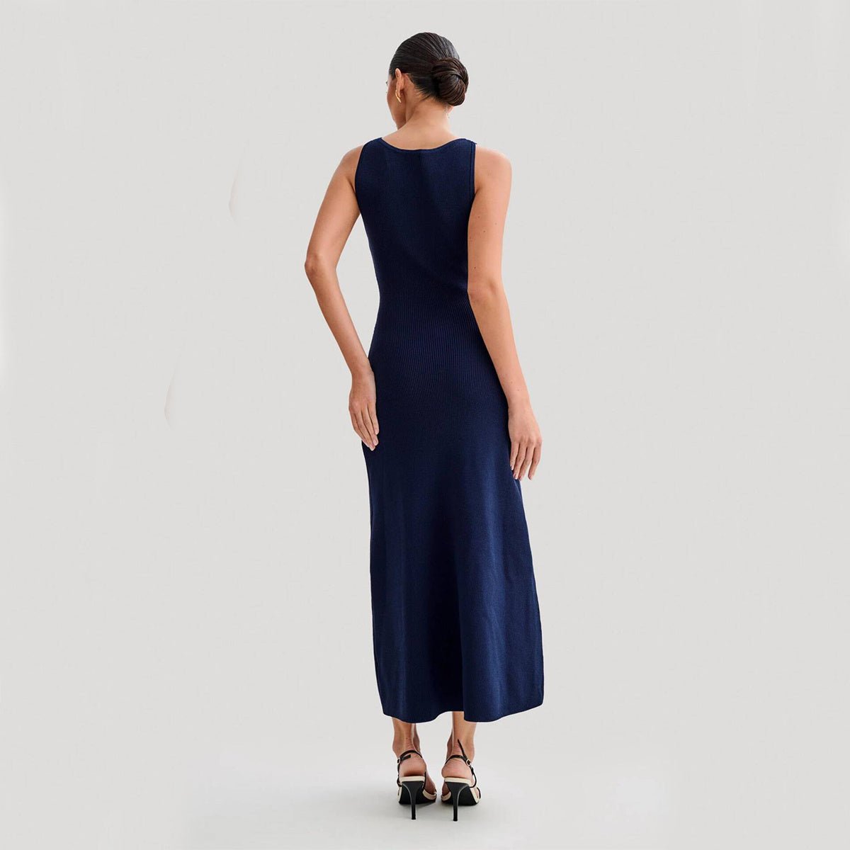 Women's Elegant Knitted Sleeveless Dress Slim Round Neck Long Dresses - PratSN