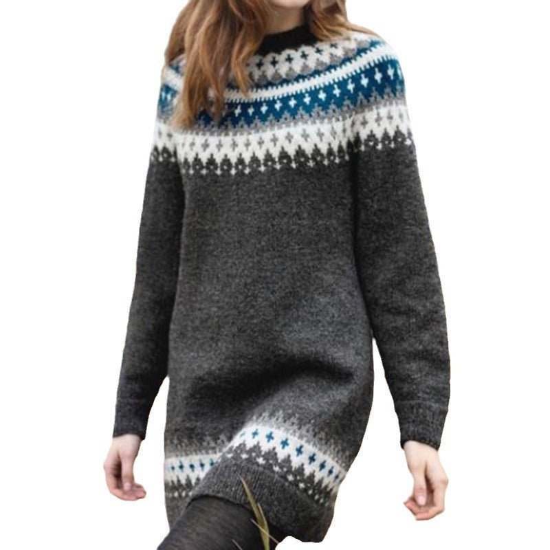 Women's Fall Winter Fashion Long Woolen Dress - PratSN