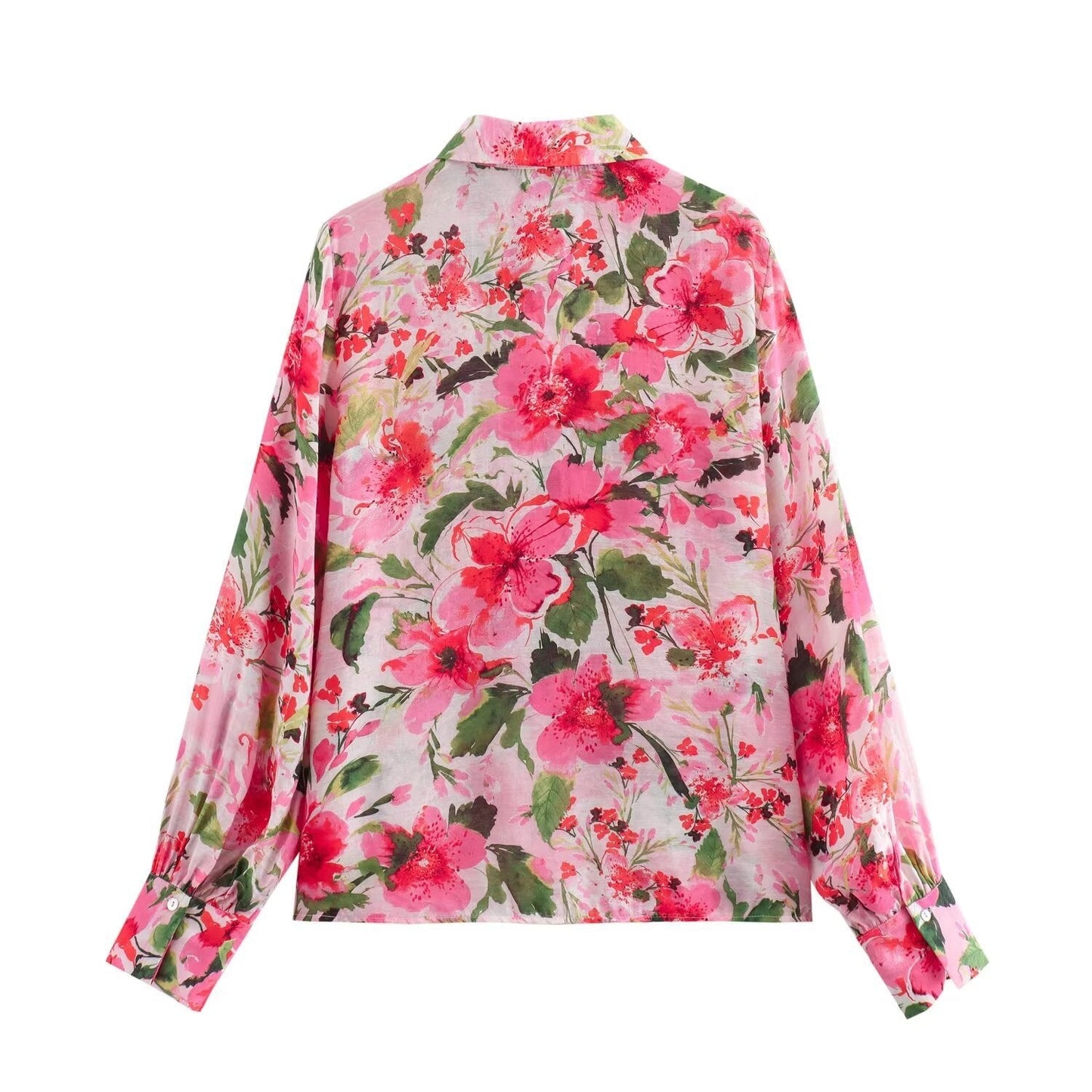 Women's Fashion Flower Print Long Sleeve Loose Casual Shirt - PratSN