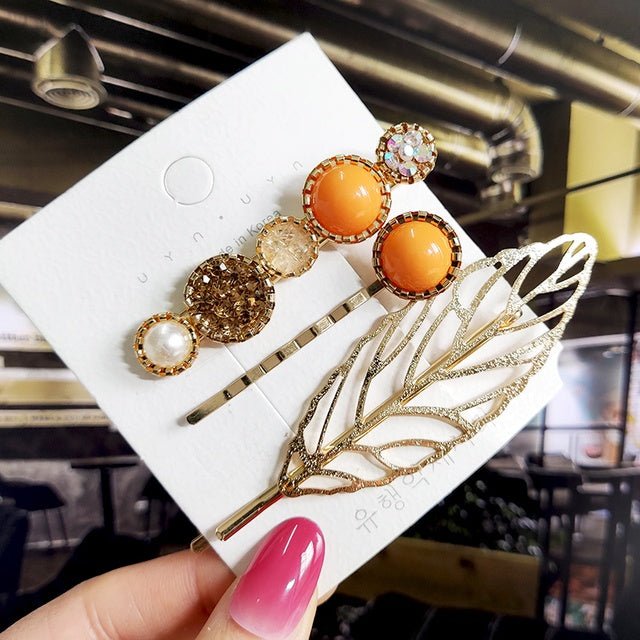 Women's Fashion Geometric Pearl Hair Clips - PratSN