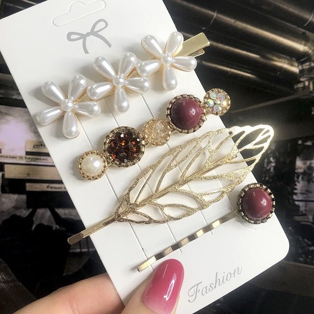 Women's Fashion Geometric Pearl Hair Clips - PratSN