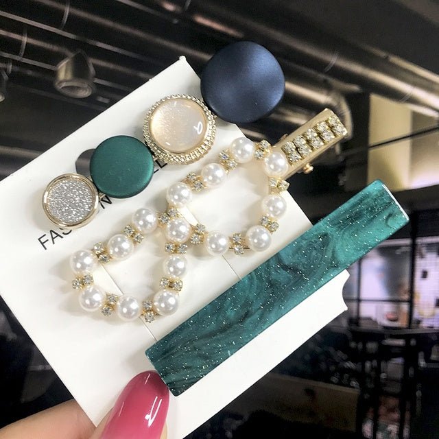 Women's Fashion Geometric Pearl Hair Clips - PratSN