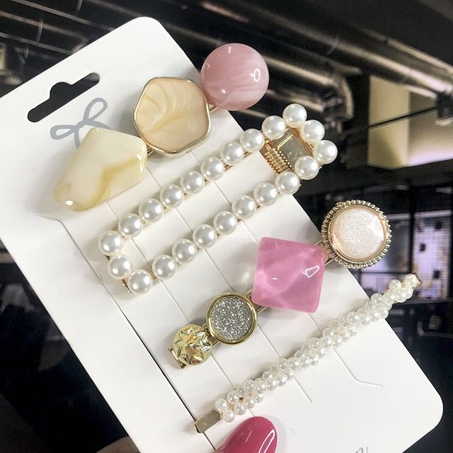 Women's Fashion Geometric Pearl Hair Clips - PratSN