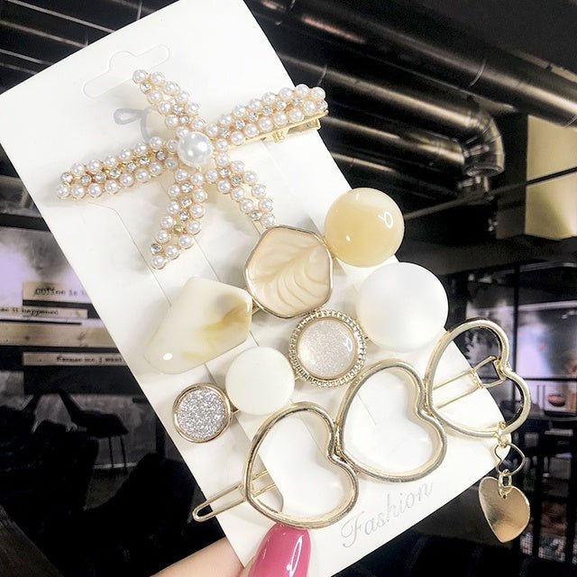 Women's Fashion Geometric Pearl Hair Clips - PratSN