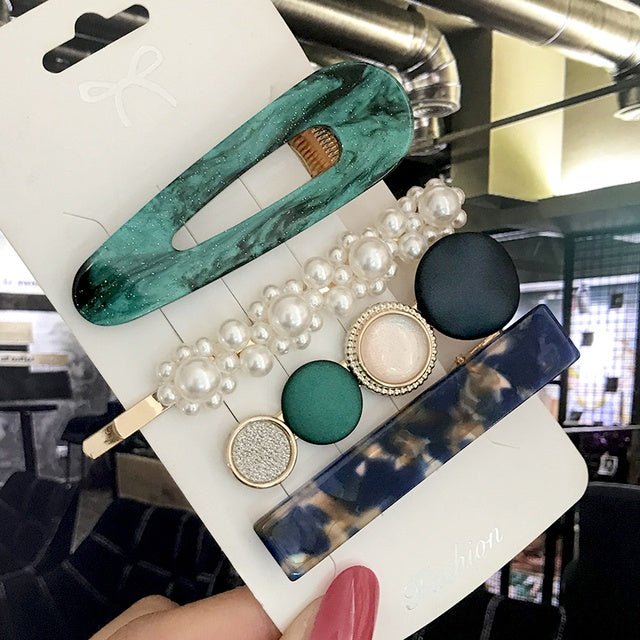 Women's Fashion Geometric Pearl Hair Clips - PratSN