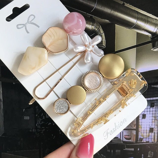 Women's Fashion Geometric Pearl Hair Clips - PratSN