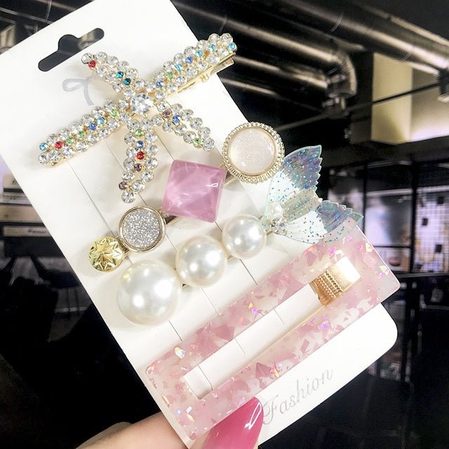 Women's Fashion Geometric Pearl Hair Clips - PratSN