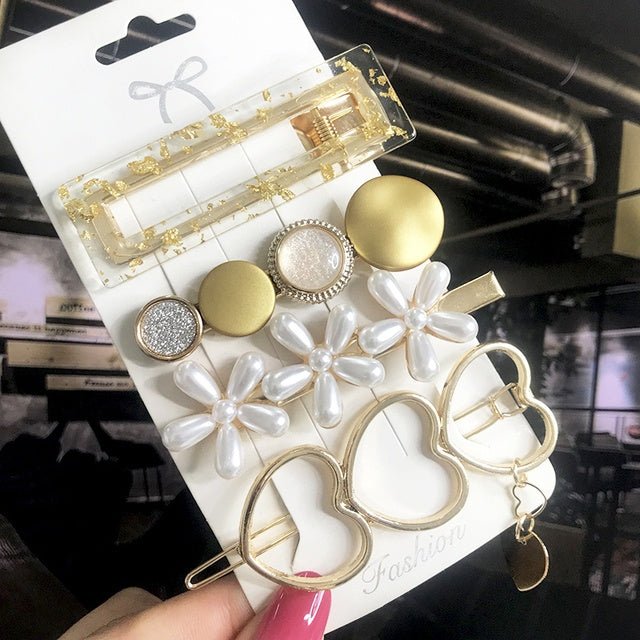 Women's Fashion Geometric Pearl Hair Clips - PratSN