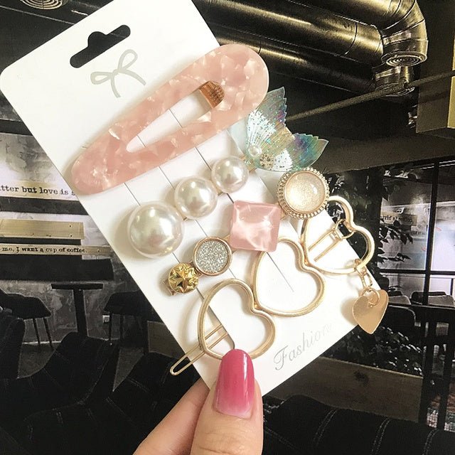 Women's Fashion Geometric Pearl Hair Clips - PratSN
