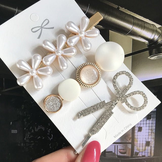 Women's Fashion Geometric Pearl Hair Clips - PratSN