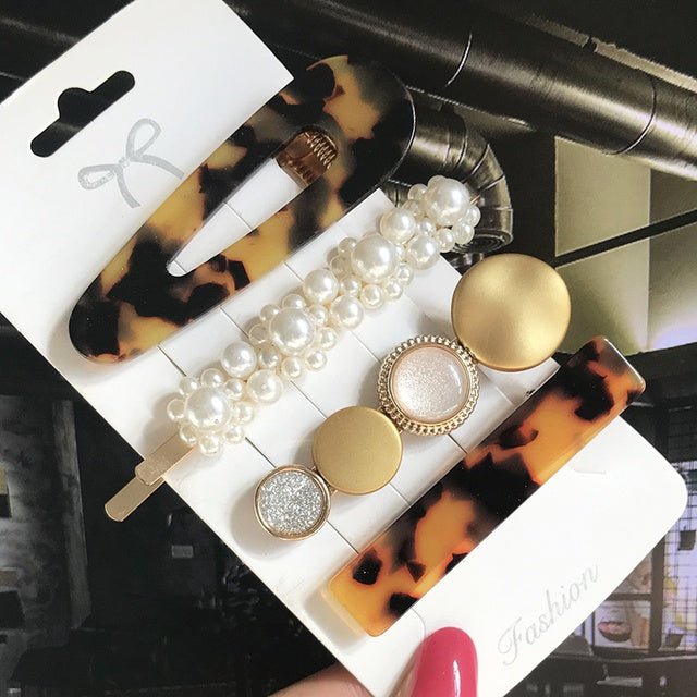 Women's Fashion Geometric Pearl Hair Clips - PratSN