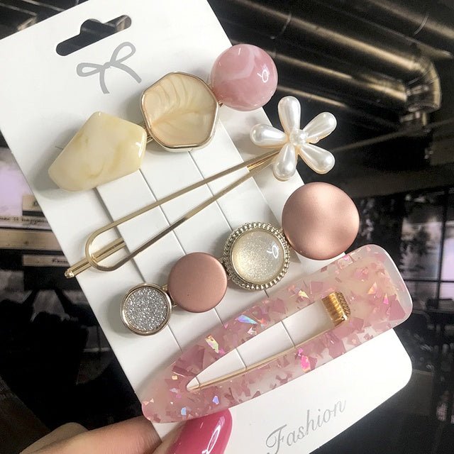 Women's Fashion Geometric Pearl Hair Clips - PratSN