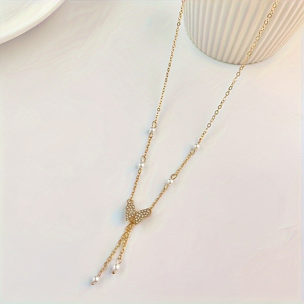 Women's Fashion Personality Butterfly Pearl All - match Necklace - PratSN