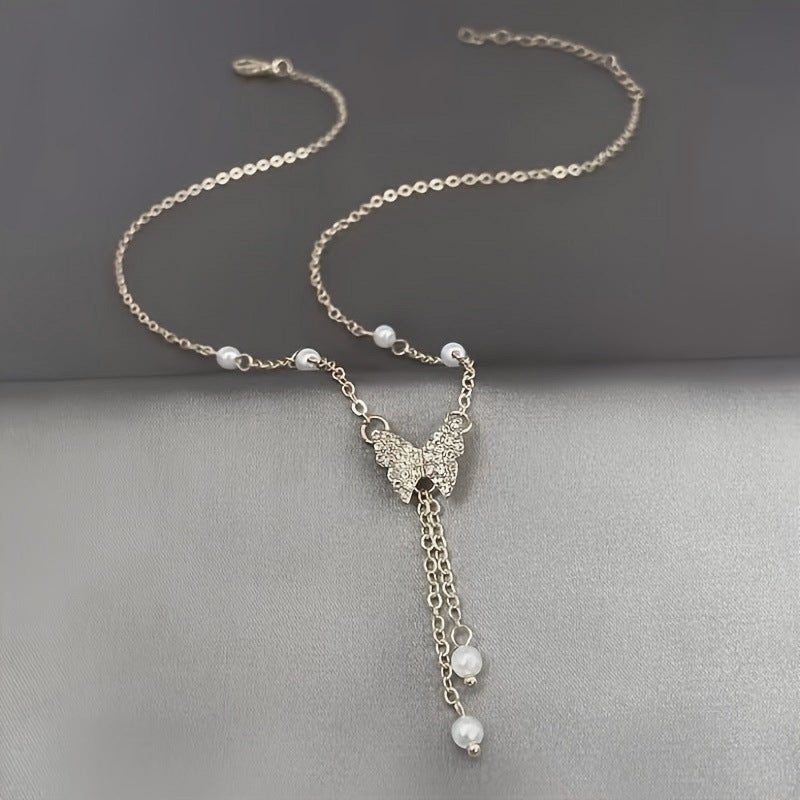 Women's Fashion Personality Butterfly Pearl All - match Necklace - PratSN