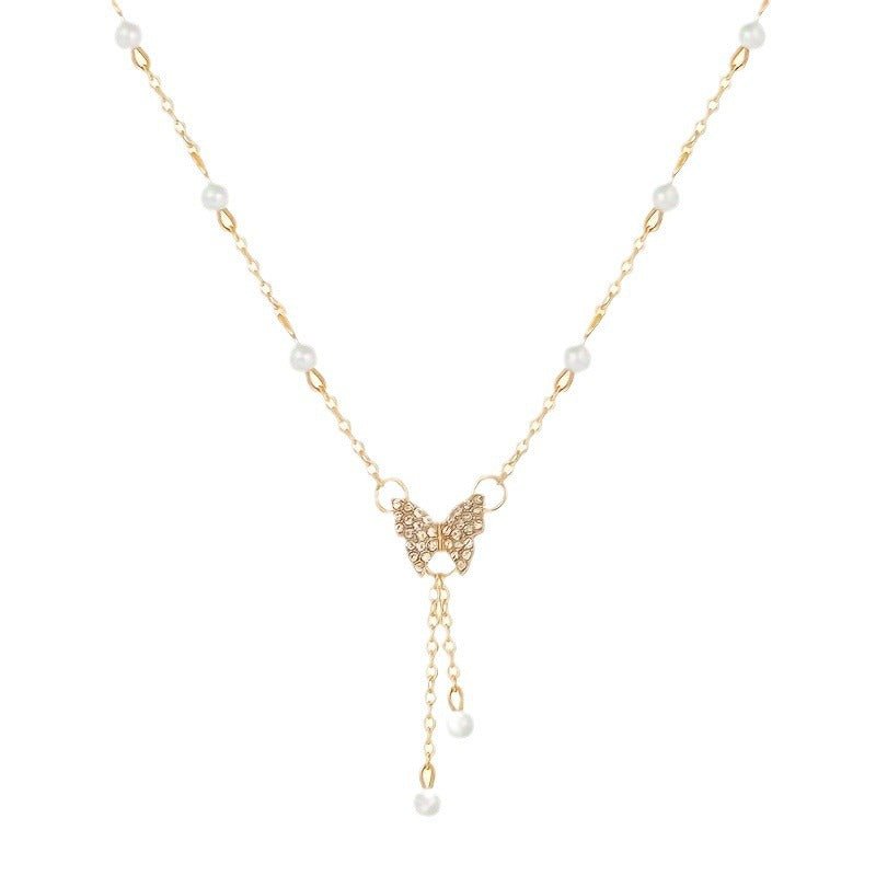 Women's Fashion Personality Butterfly Pearl All - match Necklace - PratSN