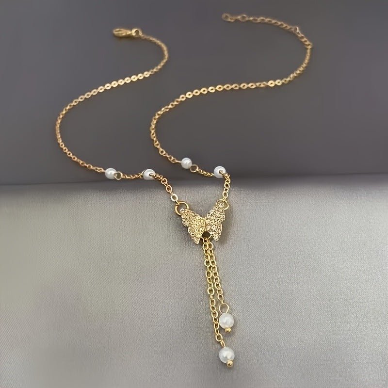 Women's Fashion Personality Butterfly Pearl All - match Necklace - PratSN