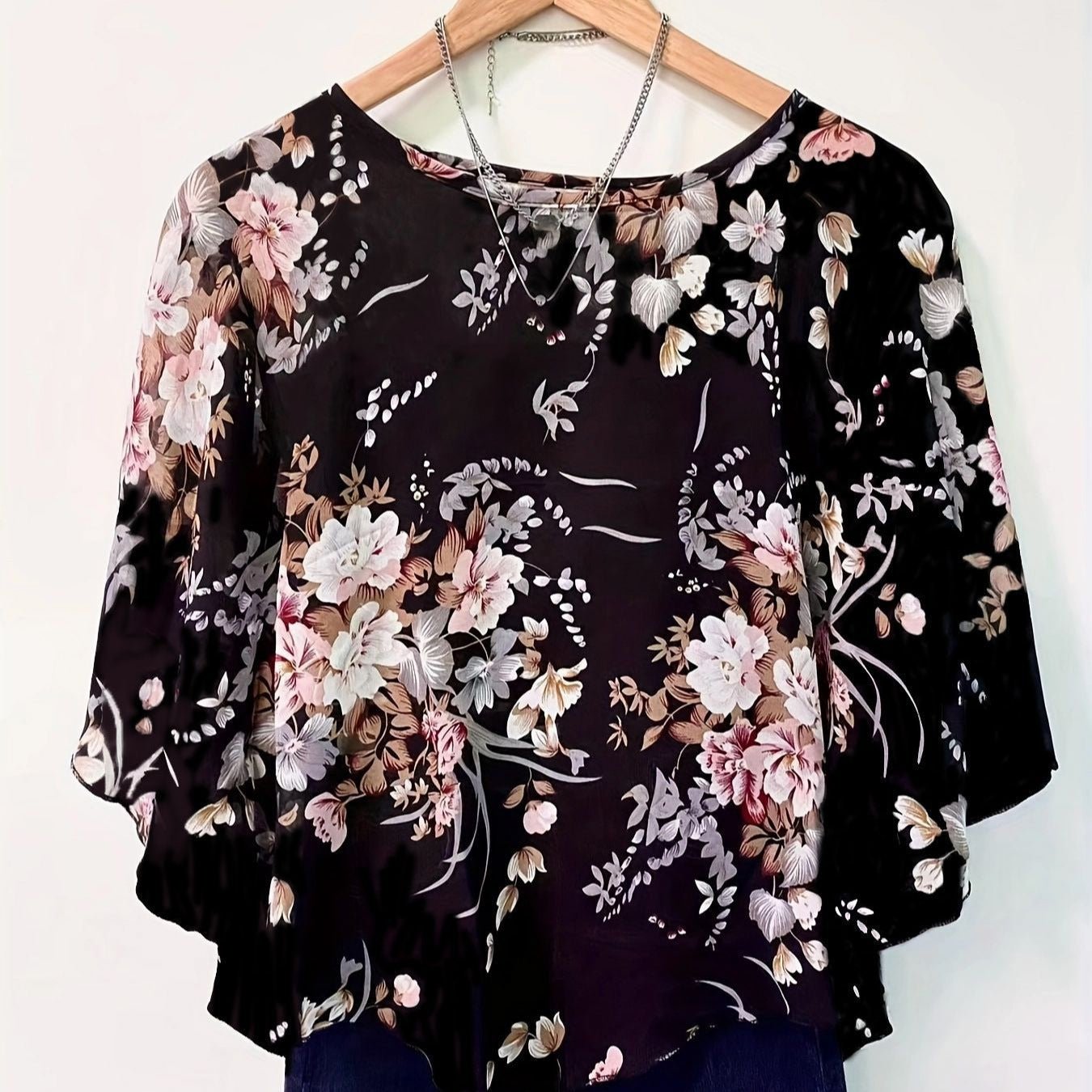 Women's Fashion Round Neck Shirt With Half Sleeve Loose Shirt - PratSN