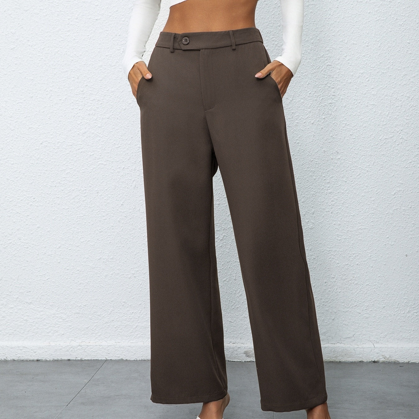 Women's Fashionable And Elegant Casual Button Wide Leg Suit Pants - PratSN